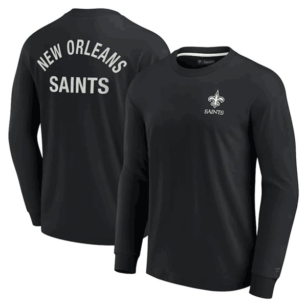 Men's New Orleans Saints Black Signature Unisex Super Soft Long Sleeve T-Shirt